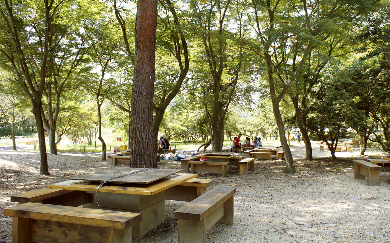 バーベキュー場 森のバーベキュー 湖畔 一般公園 愛知県森林公園